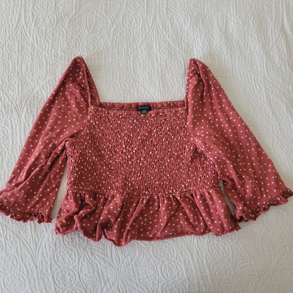 American Eagle Polka Dot Top Size Large